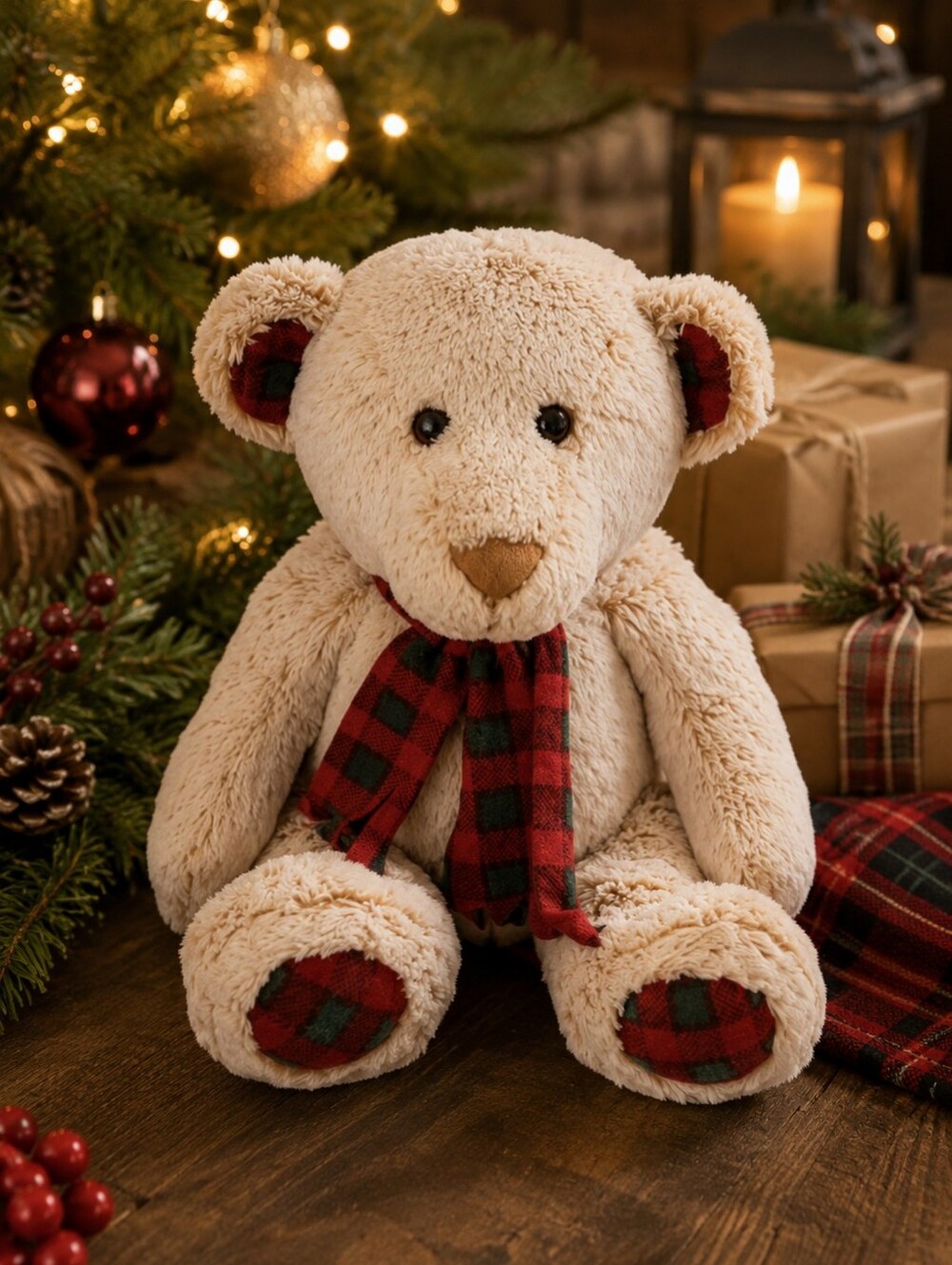 Wild Republic 18" Christmas Teddy Bear Plush Plaid Holiday Decor